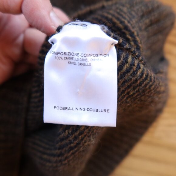 GUCCI camel hair knit sweater brown black gold logo buttons S ITALY office lux - Picture 8 of 11
